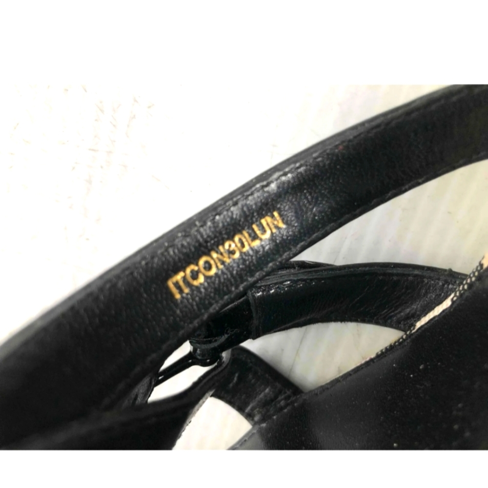 Burberry Womens Nova Check Black Leather Italy Slip On Wedge Heel Sandals Sz 39 - Picture 9 of 9